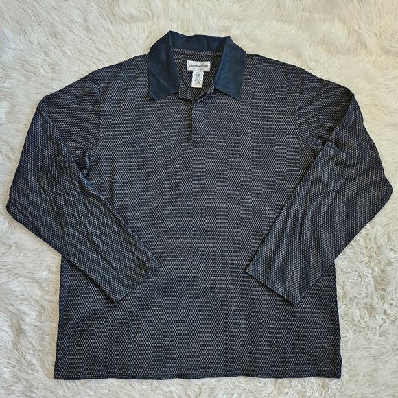 Vintage Pierre Cardin Men's Navy Blue Pull Over Long Sleeves Shirt Size M - Picture 2 of 8